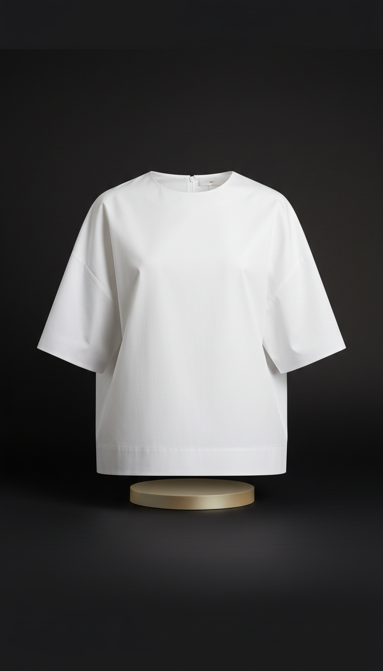 Structured Cotton Poplin Top Gallery White